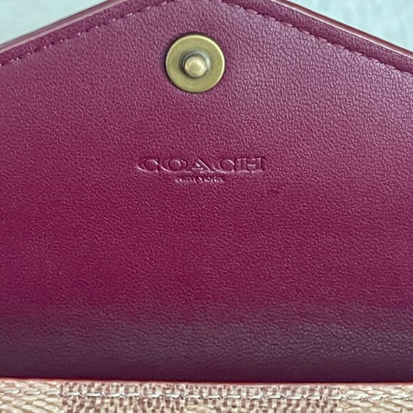 Coach WYN Colorblock Signature Canvas Soft Wallet Brass/Tan/Rust - Picture 9 of 11